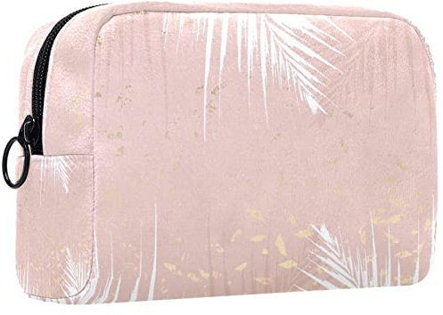 Reisekosmetiktasche,kleine Make-up-Tasche für Frauen,Rose Gold Rosa Herbstlaub,Kosmetik-Organizer-Tasche mit Reißverschluss