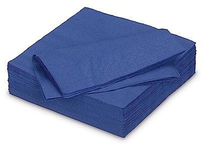 Servietten aus Papier 25x25cm 50 Stück - Farbauswahl in 25x25/33x33/40x40cm - Einweg Cocktailservietten 2-lagig - Einfarbige Papierservietten für Hochzeit, Geburtstag und Alltag - Blau