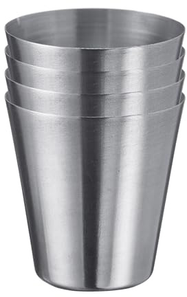 Westmark Mini-Becher Mendo – Mini-Gläser-Set für Zuhause und Unterwegs, ideal als Schnapsgläser oder Shotgläser, klein und stapelbar – 30 ml, Edelstahl 18/8, 4 Stück