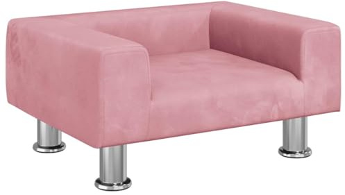 vidaXL Cama para Perros de Terciopelo Rosa 50x40x26,5 cm, sofá para Perros, Cama para Cachorros, Asiento para Perros, sofá para Mascota
