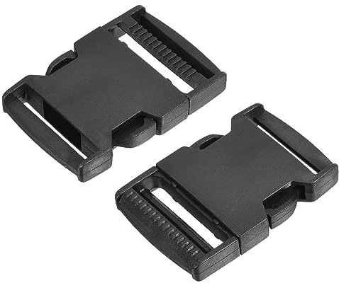 QUARKZMAN 45cm Breite Plastikschnalle x 2 stk., Schwarz | Flach Seite Schnellspanner Schnalle Klipp für Gurtband Rucksack
