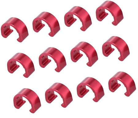 A ABSOPRO Bike Brake Cable Clip Clamp Aluminium Alloy Red (Set of 12) | C Style, Bike Brake Cable Clip, Aluminium Alloy