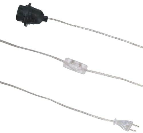 GURU SHOP Anschlusskabel, Steckerleitung, Zuleitung, Lampen Kabel mit Schalter, Fassung Einzeln Verpackt - 2m - Transparent / E27, 0,1x2x0,2 cm, Elektrozubehör