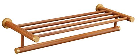 NEECS Toallero Retro rústico para baño Doble, Tablero de Madera Maciza de Nogal, toallero, Organizador de Almacenamiento, Estante para toallero de baño montado en la Pared C 60 cm (A 50