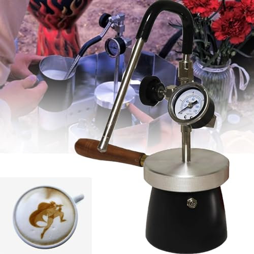 Mousseur à Lait Pour Usage ExtéRieur, Appareil à Mousser L'Eau Bouillante à La Vapeur, Avec Buse à 3 Trous, ManomèTre, ChaudièRe En Acier Inoxydable, Flamme Nue Et Plaque De Cuisson à Induction