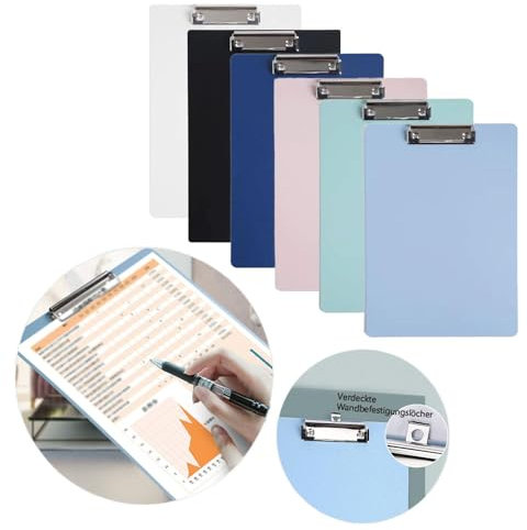 Dvagoent 6 Stück Klemmbrett a4, Klemmbretter, Clipboard, Klemmmappe A4, Klemmbrettmappe, Kunststoff, Dvagoent