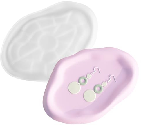 Moldes de silicona para bandeja de resina grande, moldes redondos en forma de corazón y flor, molde de placa organizador irregular, moldes de resina epoxi para almacenamiento de joyas, manualidades,