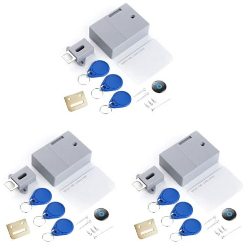 Haztholf 3 x RFID Electronic Cabinet Locks, Hidden Electronic Dark Lock, DIY for Wooden Cabinet, Locker, Drawer, Shoe Cabinet, Drawer Lock