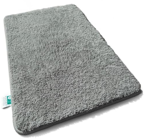 casa pura Badematte Hochflor Sky Soft - Weicher, Flauschiger Badezimmerteppich in Shaggy-Optik - Badvorleger rutschfest waschbar - schadstoffgeprüft - 16 Farben in 6 Größen (Grau, 70x120cm)