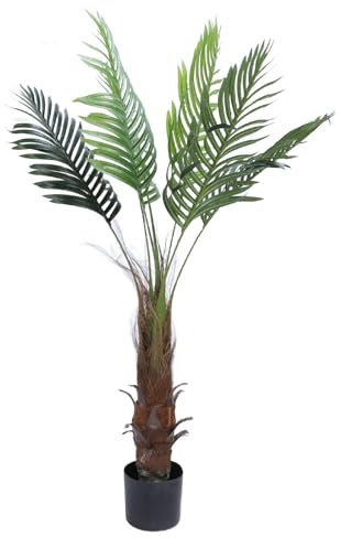Palmier Phénix Artificiel de 49,2 Pouces de Haut, Grand Faux Palmier Tropical avec Pot Solide et Lourd, Faux Palmier Réaliste pour Décoration Intérieure et Extérieure