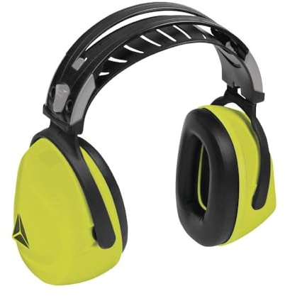 Casque de travail anti-bruit SNR 29 dB HV pliable coussinets ABS rembourrés 2arcs réglable confort Deltaplus INTERLAGOS2 - UNICA, Jaune Fluo