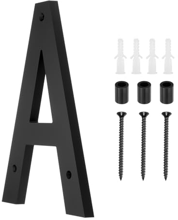 sourcing map 12 Inch Modern House Number, Acrylic Floating House Number for Outside Address Sign for House with Nail Kit for Mailbox Yard Home Front Door (Letter A, Matte Black)