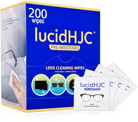 LucidHJC Lens Wipes for Eyeglasses/Camera Lenses,and Screens of cellphones/laptops/Computers .Cleaning Spots or dirts. Wrapped Individually Paper Wipes, Count 200