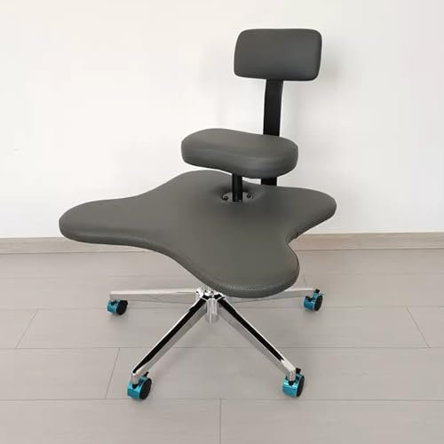 LULUMAIC Bürostuhl mit gekreuzten Beinen und Abnehmbarer Rückenlehne, ergonomischer Kniestuhl mit Bremsrollen, Haltungsstuhl, Meditationsstuhl für Büro, Zuhause, 330 Pfund Kapazität (Grau,