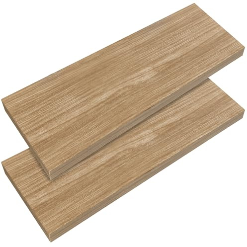 Casaria® 2X Wandregal Holz Eiche Regal mit Halterung 15kg Tragkraft Hängeregal Küche Wohnzimmer Flur Wand Schweberegal Bücherregal Regalbrett Schwebend 70cm