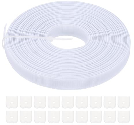 PATIKIL Ossa per Cucire, 15 Iarde 12mm Ampio Poliestere Alto Densità Stecche per Corsetti Corsetto Stecca con 60Pz Cappucci Terminali per Corsetto Abito Sposa Cappello Fai da Te, Bianco