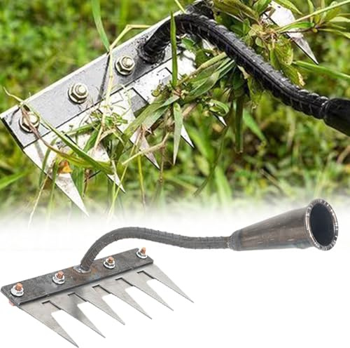 Rateau Jardin, Rateau de Désherbage,Râteau De Jardin Outillage en Métal Très Résistant, Râteau en Fer pour Jardinage Et Désherbage, Rateau de Désherbage Outils, Rateau Gazon Scarificateur (6dents)
