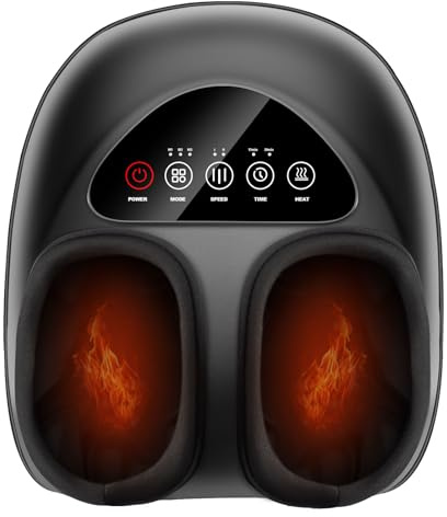 Emicool Shiatsu Foot Massager with Heat, Deep Kneading & Gentle Air Compression for Foot Wellness and Relaxation, Feet Massager, Electric Foot Massager Machine - Gifts for Women Men, Fits Size 13