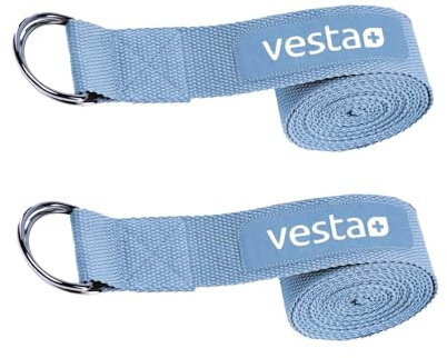 2x Yogagurt Blau 100% Baumwolle 2,5 m Metall Verschluss Yoga Gurt Gürtel 250 x 3,8 cm Strap Yogaband Yogaschlaufe