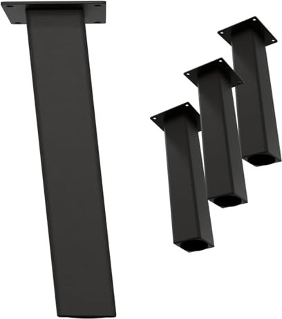 HAGO24 | Tischbeine 4er Set | schräg 96° | 42cm | 8x8cm | Couchtischbank | DIY Möbelfuß | Stahl | grau | Schraubfüße | Montageplatte | 500kg