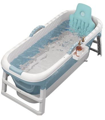Baignoire pliable pour adulte, le choix le plus confortable pour la salle de bain familiale, Idéale pour les petites salles de bains, douche et balcon (118 * 60 * 53cm -Bleu)