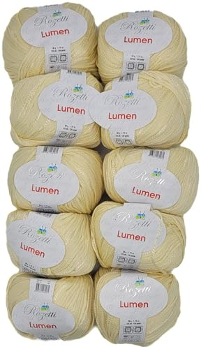 10x50 Gramm Ilkadim Export Lumen Strickgarn, Baumwolle Viskose, 500g Strickwolle einfarbig, Garn (creme 121-13)