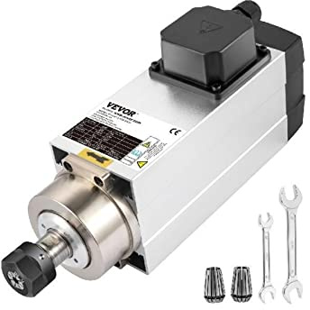 YQVEOT Motore Mandrino, Motore mandrino Quadrato raffreddato ad Aria 2.2KW 3KW 4KW ER20 ER25 Pinze 4 Cuscinetti ad Alta velocità for Incisione CNC Fresatura Grind(4KW ER20)