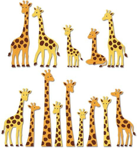 DELORIGIN 14 Styles Giraffe Family Cutting Dies Animals Card Making Die Stencil Carbon Steel Die Cuts Card Scrapbooking Embossing Template Dies for Birthday Greeting Cards Craft Album Invitation Decor