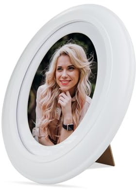 Andiker Oval 7x5 Photo Frame, Vintage Picture Frames for 7 * 5 In/17 * 12 CM Photographs with Cardboard, Wooden Picture Frames Tabletop Display for Wedding Living Room, Bedroom Decor (White, 5X7)