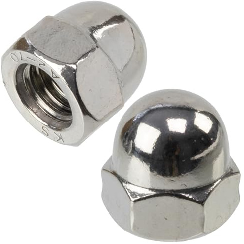 AERZETIX Lot de 30 écrous borgne hexagonaux M10 tête dôme creuse | Assemblage décoratif, Fixation sur tige filetée, Travaux de métallerie, Acier couleur argent