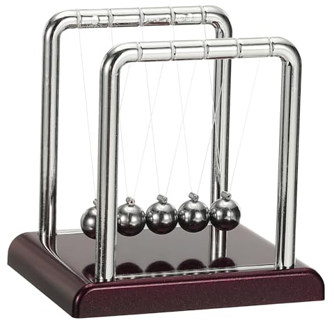 PATIKIL Newtons Cradle, Newton's Cradle Pendulum 5 Balance Balls Desk Toys Gravity Ball Cool Funny for Physics Toys Adults Science Men Office Desk Decor Home Gift, Red, S