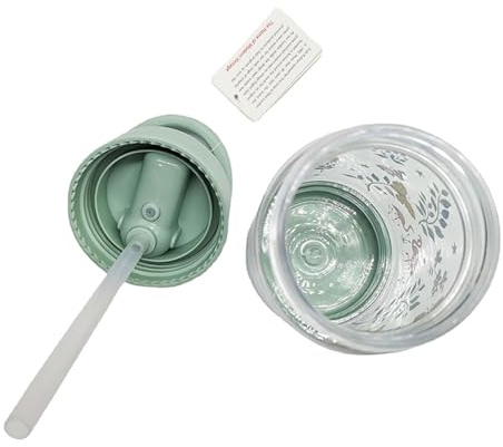 Tonysa Bottiglia D'acqua Resistente Al Calore a Tenuta Stagna con Tazza di Paglia per Bambini, Tazza di Paglia per Bambini, Regalo Perfetto per i, Materiale Tritan (GREEN 380 ml)