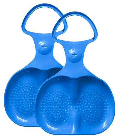 Schneeteller Schneerutscher, Dauerhaft Schneeflitzer, Poporutscher Erwachsene Kinder, Schneeflitzer Schlitten Bob mit Handgriff, Anschließbarer Schneerutscher Popo-Rutscher Bob (2pc-Blau)