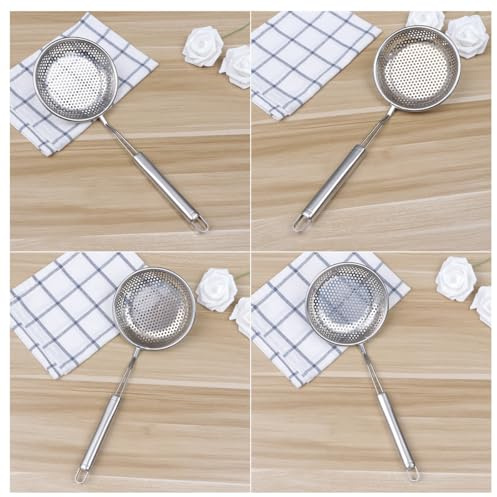 SEWACC Mestolo Scolapasta in Acciaio Inox 14 Cm Foro ad Alta Densità, Manico Ergonomico Resistente al Calore, Cucchiaio per Filtro Olio per Cucina Domestica e Ristoranti