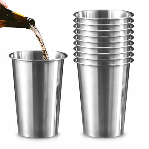 500 ml rostfritt stål mugg koppar i rostfritt stål: 10 stycken 304 rostfritt stål shotglas set 45 ml inget handtag metallmugg ölmuggar silver rostfritt stål dryckesbägare för hem, restaurang, fest