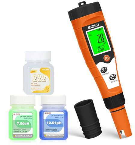 Tester pH e cloro per piscine, misuratore di sale per piscine, Misuratore 7 in 1 per acqua con funzione pH ORP cloro EC TDS temperatura per acqua di piscina, idromassaggio, Acqua domestica