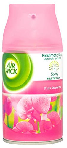 Air Wick Automatic Air Freshener Freshmatic Spray Refills, Pink Sweat Pea, Pack 4 x 250ml, Natural Essential Oils, Last up to 280 days, Air freshener