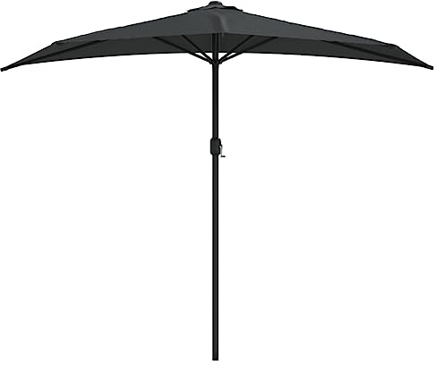 vidaXL Balcony Parasol Aluminum Pole 106.3x56.7 Half Round Anthracite UV Protection Crank Umbrella