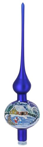 Holyart Christbaumspitze aus Glas mit Verzierungen blau, 35 cm