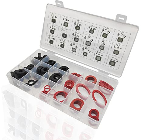 141Stk Unterlegscheiben Gummi, Dichtungsring Sortiment, Dichtungsringe Set mit 18 Größen, O Ringe Sortiment Dichtung Unterlegscheiben für Wasserhahn, Dichtringe für Schlauch Wasserhähne