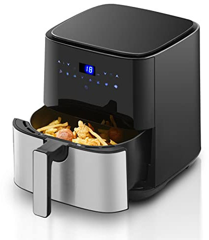 TUKAILAi 5L Digital Heißluftfritteusen mit schneller Luftzirkulation und One-Touch Screen, 8 Kochvorgaben, Antihaft-Korb, Timer zur Temperaturregelung, Antihaft-Korb, Ölfreie Luftfritten für Zuhause
