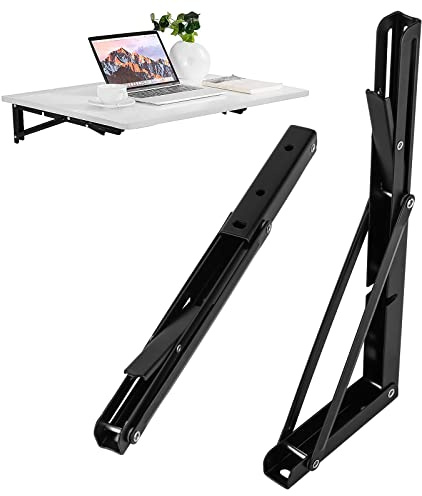 2 Pièces Support Console Pliable, Équerre Pliante 300mm, Supports D' Étagères Pliants, Fer Noir Charge Utile 50 KG, pour La Maison, Cuisine, Bureau, Table, Mur, Économiser De l'Espace