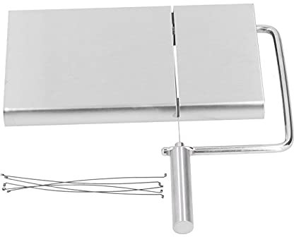 Tyenaza Rebanador de Queso de Acero Inoxidable, Herramienta para Cortar Queso con 5 Cables de Repuesto Tabla Cortadora Manual de Queso Ajustable, para Corte Salchichas y Mantequilla de Queso