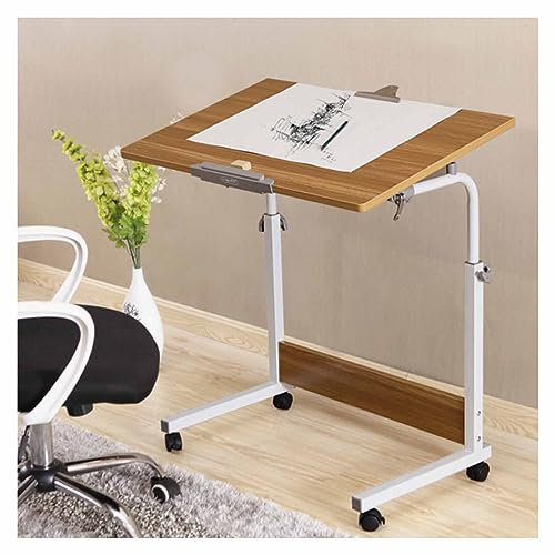 Verstellbarer Nachttisch mit Rollen, kann den Arbeitstisch anheben, zusammenklappbarer mobiler Schreibtisch, Schreibtisch, Zeichentisch, Computertisch, Bett, Heimtisch ( Color : Style 1 , Size : 60x40