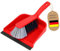 Novaliv Kehrblech Set Kehrblechgarnitur ROT Kunststoff Kehrblechbesen zum Aufkehren Handfeger Kunstborsten PPN Kehrblechset Kehrschaufel 20 cm - geeignet für Camping Feger und Kehrblech