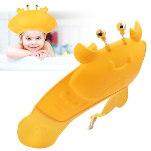 Duschhaube Kinder Shampoo Kappe, Baby Bath Shower Cap, Schutz Baby Verstellbare Haare Waschen Kinderschutz Schild Haarwaschhilfe Badehaube Kinder, Schutz von Augen und Ohren Verwendet (Gelb)