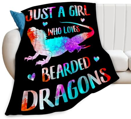 Lizard Reptile Blanket Soft Warm Cozy Just A Girl Who Loves Bearded Dragon Throw Blanket Fuzzy Plush Fleece Lightweight Flannel Blankets Lizard Gift for Adult Women Men Girl Boy 50x40