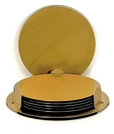 LoNesito® Posavasos Dorado Mate - 6 Posavasos con 1 Soporte, Color Oro - Decoración Mesa, Salvamantel para Eventos