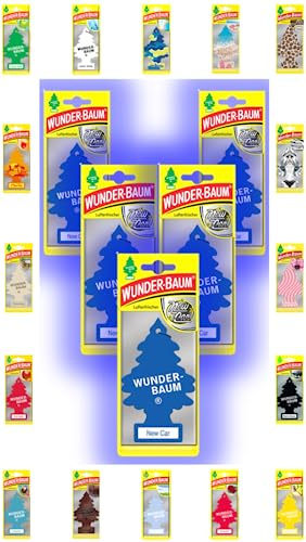 Désodorisant Wunder-Baum pour voiture - Lot de 5 sapins parfumés + Stylo Light Tribe (Nouvelle voiture)