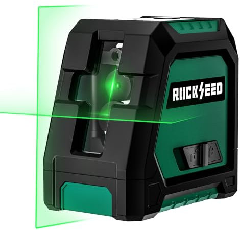 RockSeed Dual Modules Laser Level, Self Leveling Line Level, Horizontal and 150° Vertical Green Beam, 2 AA Batteries, Carrying Bag, for Home Decoration/DIY/Construction Site